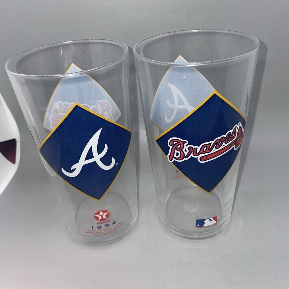 (2) Atlanta Braves 1994 Texaco Vintage Sports Fan Glass